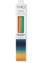 Load image into Gallery viewer, Swig Retro Rainbow Glitter Reusable Straw Set
