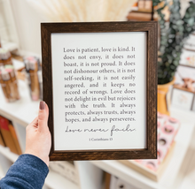 Load image into Gallery viewer, Love Never Fails Framed Sign