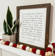 Load image into Gallery viewer, Love Never Fails Framed Sign