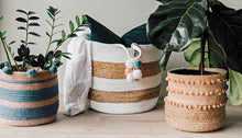 Load image into Gallery viewer, Jute Basket- Lagoon Stripe