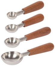 Load image into Gallery viewer, Silver Wood Handle Measuring Spoons