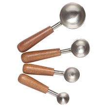 Load image into Gallery viewer, Silver Wood Handle Measuring Spoons