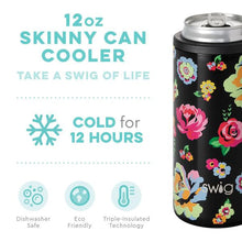 Load image into Gallery viewer, Swig Fleur Noir Skinny Can Cooler (12oz)