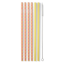 Load image into Gallery viewer, Pink Lemonade + Yellow Reusable Straw Set (TALL)
