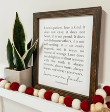 Load image into Gallery viewer, Love Never Fails Framed Sign
