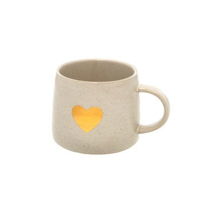 Golden Heart Mug in Cream